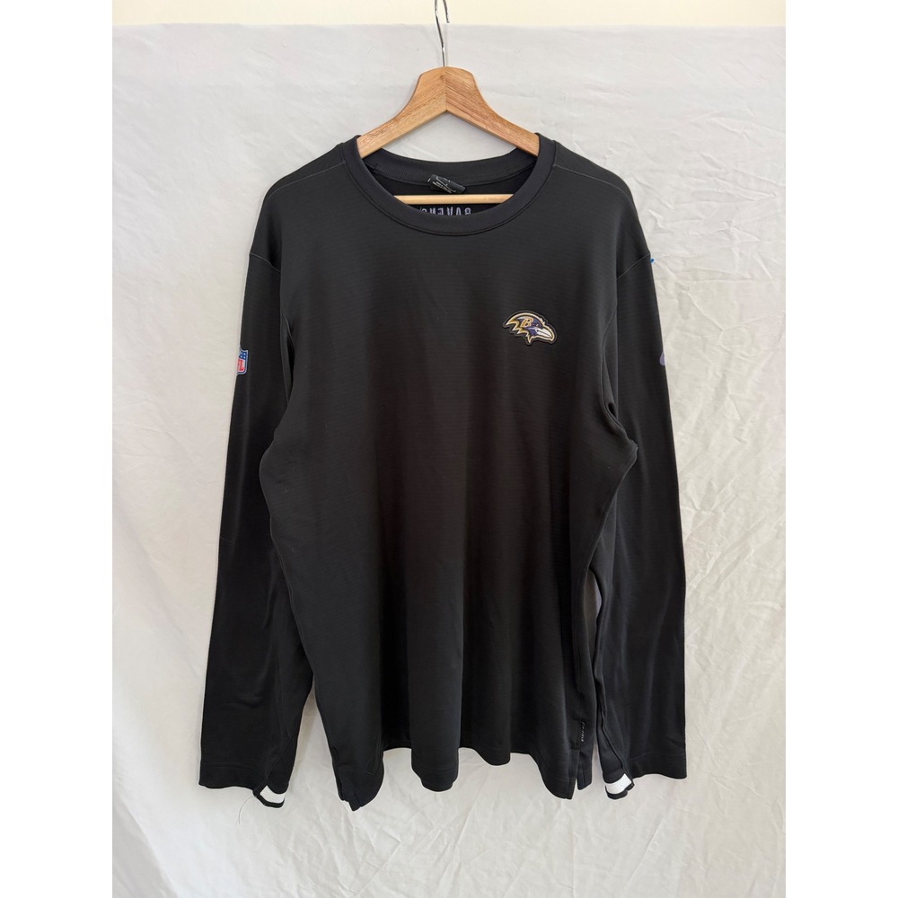 Nike NFL Baltimore Ravens Shirt Mens Black Dri-FIT Onfield Long Sleeve Large